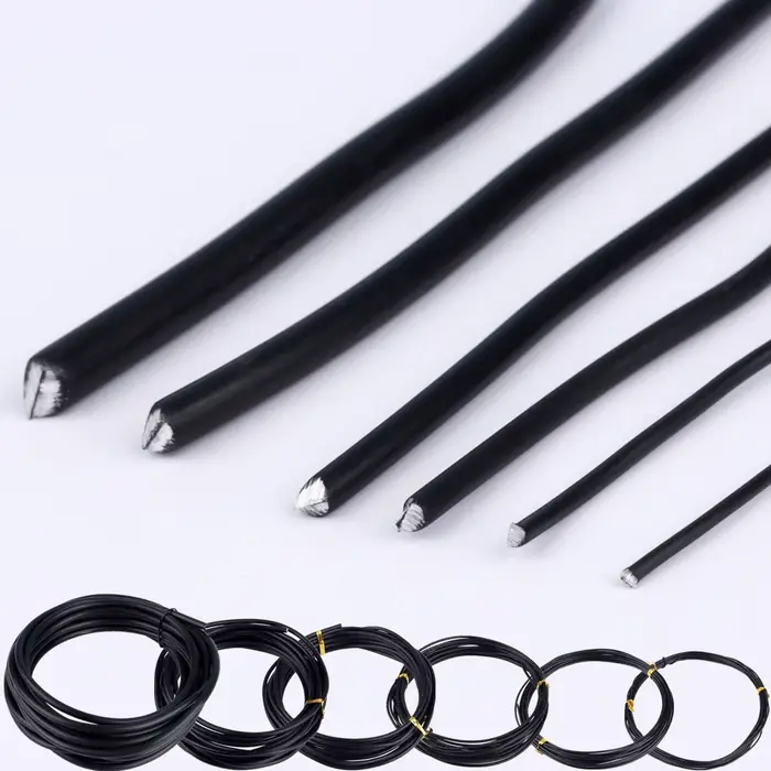 Fil d'aluminium en forme de bonsaï de jardin, 1.0mm, 1.5mm, 2.0mm, 3mm, 4mm, 5mm, noir, six TANfor j