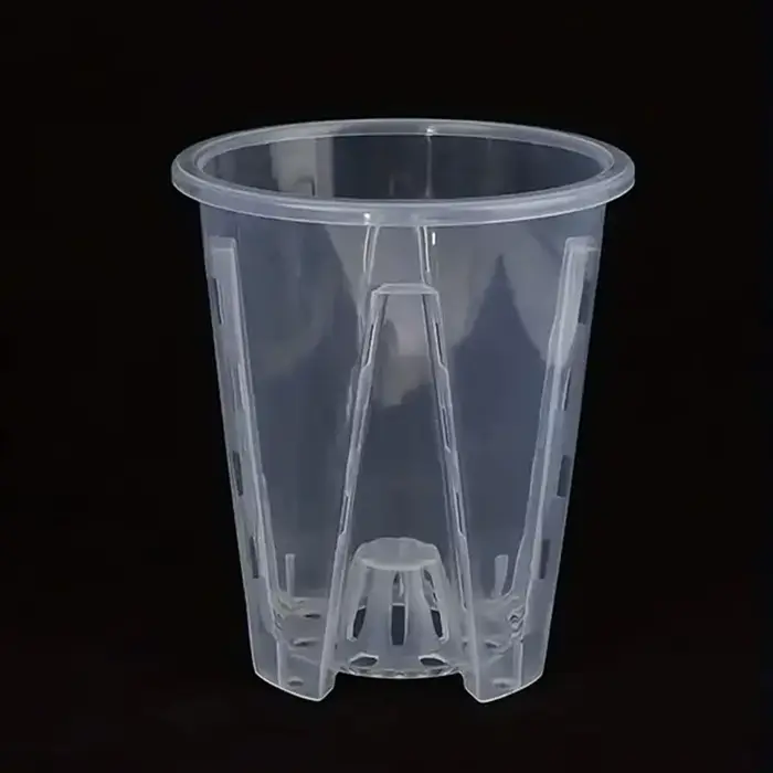 Pot de fleurs transparent respirant pour le contrôle des racines, en plastique avec plateau, pour or
