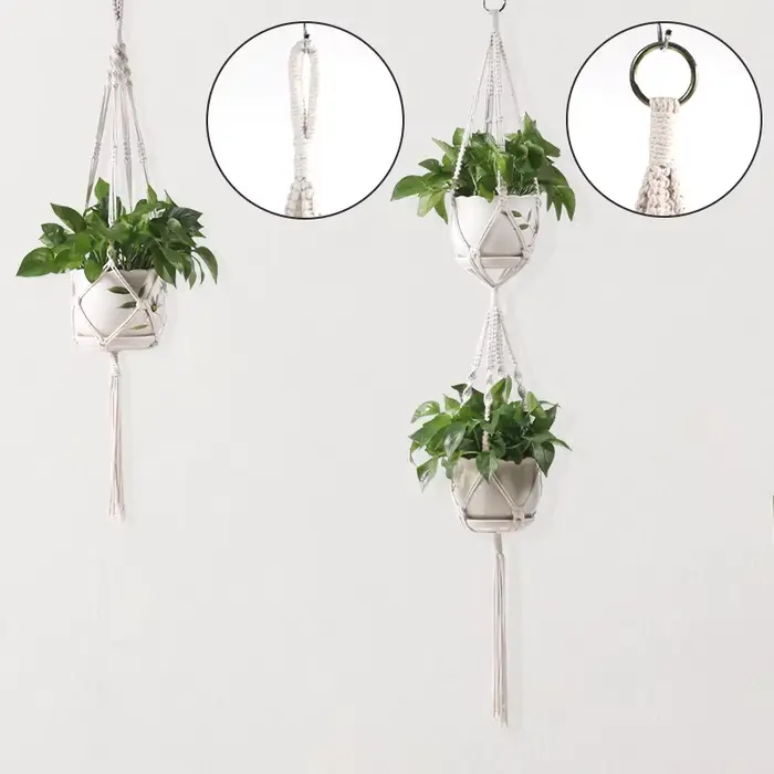 Panier suspendu pour plantes en macramé fait à la main, support pour Pots de jardin, balcon, décorat
