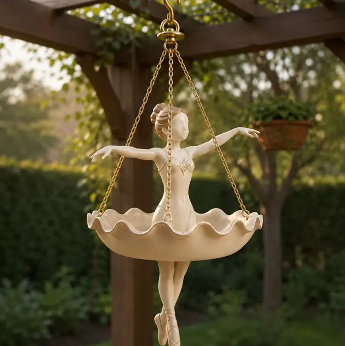 Pot de fleurs suspendu décoratif en résine, porte-plante fantaisie en forme de ballerine pour extérieur, patio, jardin, véranda, balcon, cour, printemps