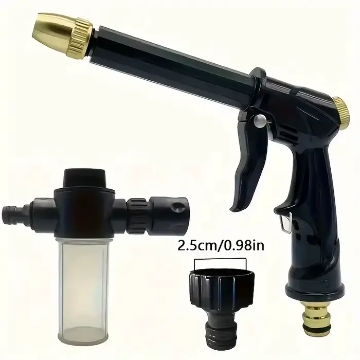 Pistolet à mousse haute pression avec buse réglable, connecteur de tuyau d'arrosage rotatif, pulvéri