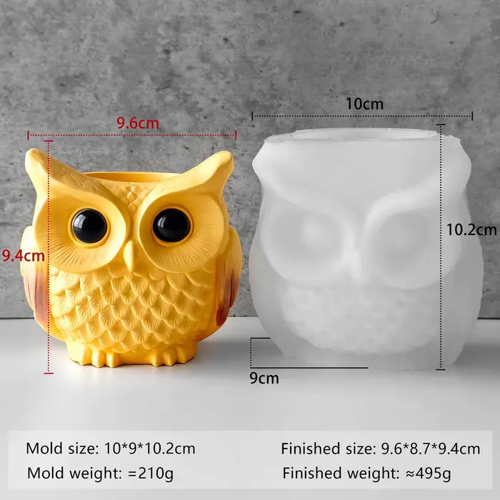 Moule en silicone DIY en forme de hibou pour pot de fleurs, vase, plante, en plâtre ou ciment, pour 