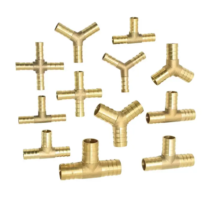 Connecteur de tuyau en laiton en forme de T, tuyau à 3 voies, connecteur barbelé en cuivre, adaptate