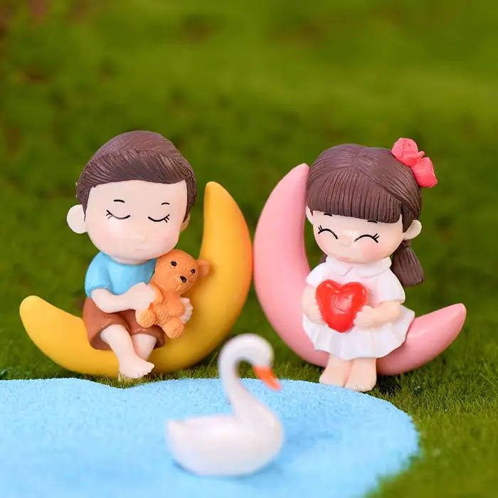 Accessoires de jardin féerique miniatures, Statue d'ornement d'amoureux Kawaii, Figurines de paysage
