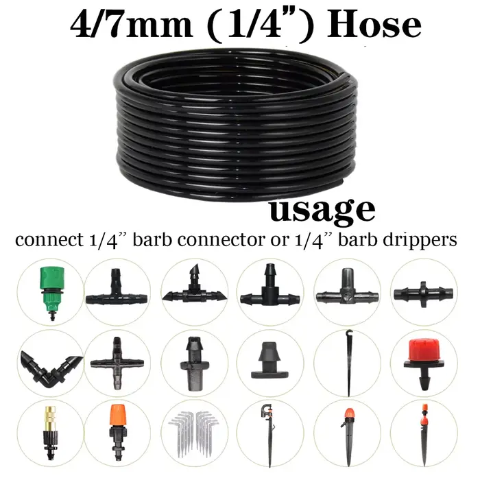 Tuyau d'arrosage de jardin en PVC, 5-10m, 4/7mm, système de micro d'argile avec 8 trous, goutteurs, 