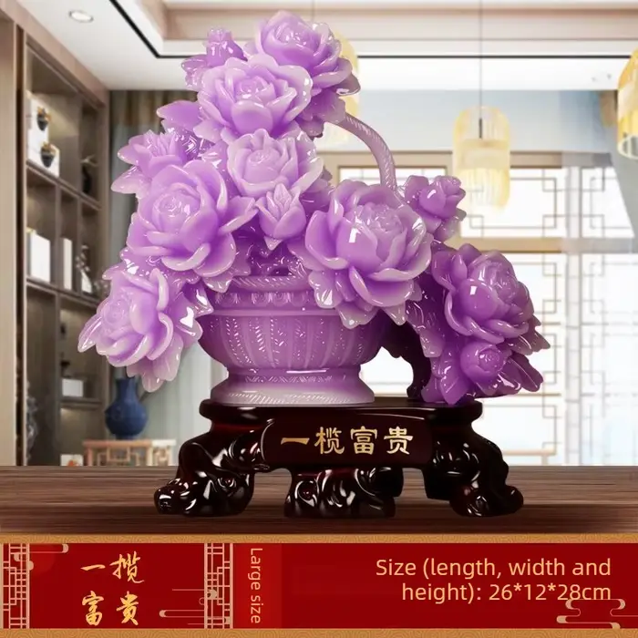 Pot de fleurs violet en résine, ornement artisanal pour la décoration de la maison, cadeau de pendai