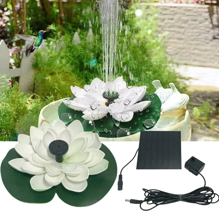 Mini fontaine à eau solaire flottante en forme de Lotus, décoration d'étang, cascade, bain d'oiseaux