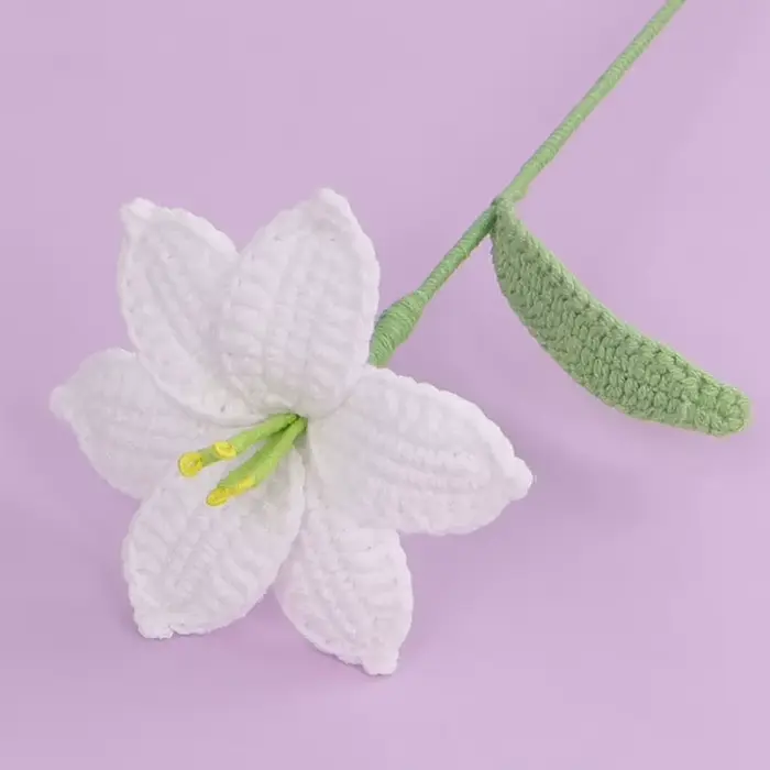 1 pièce de fleurs de lys au crochet, fleurs de lys créatives tricotées à la main, bouquet de fleurs,