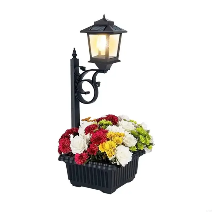 Pot fleur extérieur lampe lampadaire autoportant étanche lampe décorative pour porte arrière 37JD