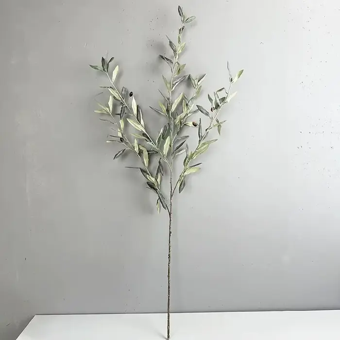 Branche d'olivier artificielle en plastique, réaliste, faite à la main, avec fruits, pour accessoire