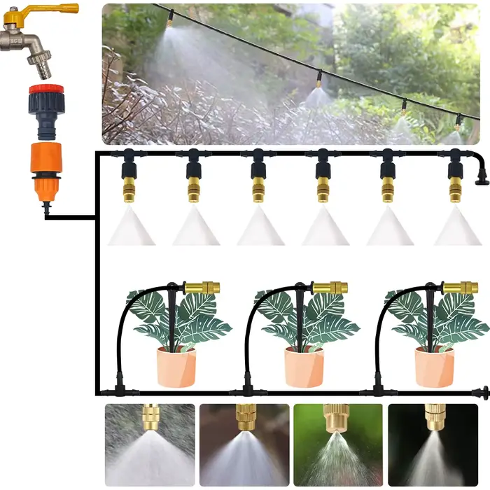Système de refroidissement par brumisation en laiton pour jardin, d'argile, arrosage, 1/4, buses d'a