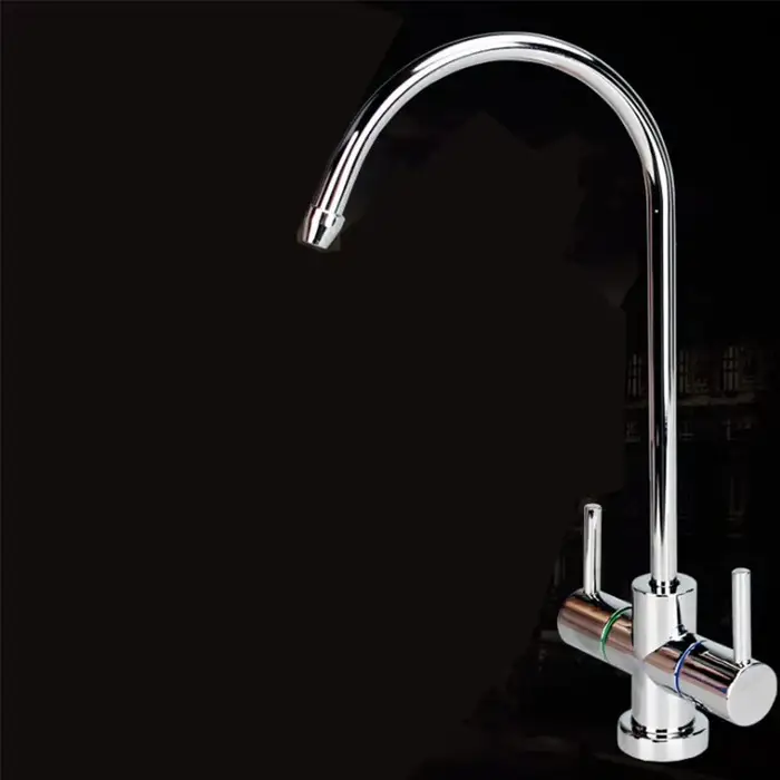 Ensemble de robinets à Double sortie en acier inoxydable, purificateur d'eau, robinet de cuisine RO, robinet à Double entrée et sortie, tuyau de connexion de 1/4 pouces