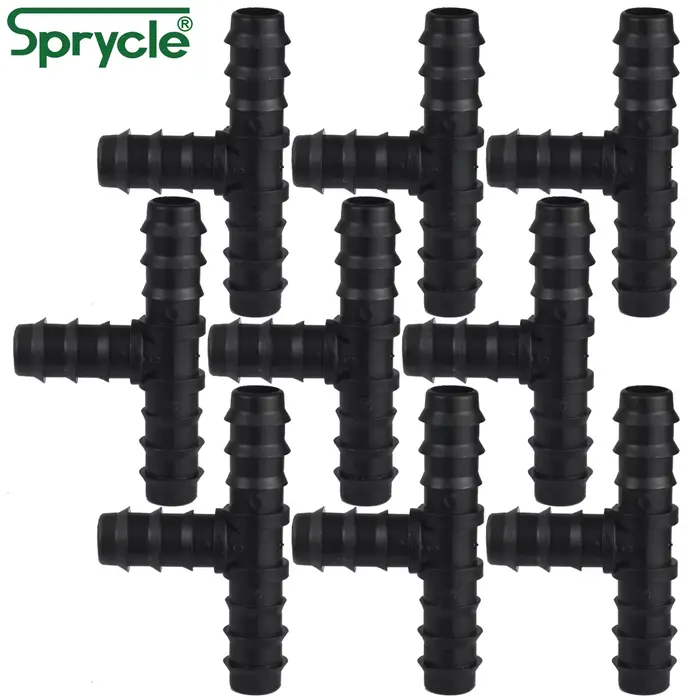 SPRYCLE 10 pièces 16mm connecteur en T barbelé arrosage 3 voies pour Micro Irrigation goutte à goutt