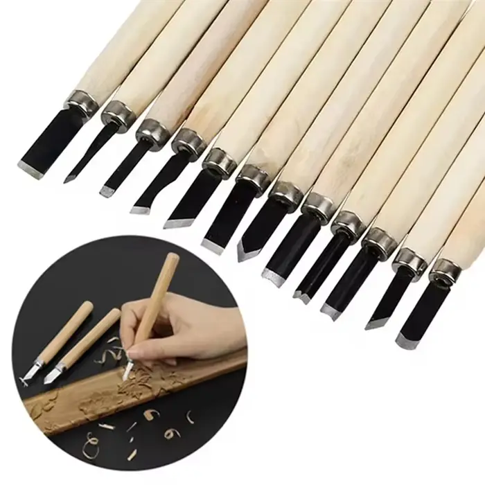 B84B-ensemble de ciseaux à découper le bois-12 pièces pour la coupe de base et Kit de Gouges pour le