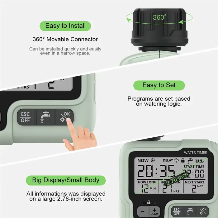 Minuterie d'eau automatique HCT-322, Machine d'irrigation numérique de jardin, arroseur Intelligent 