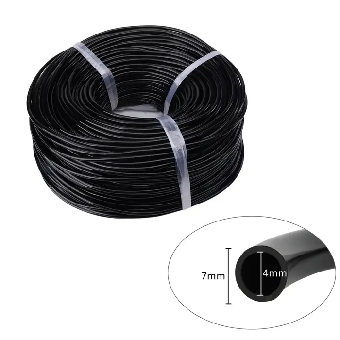 Tuyau d'eau de jardin 1/4 ", 4/7mm, Micro tuyau d'égouttage d'irrigation, tuyau noir en PVC pour Pot