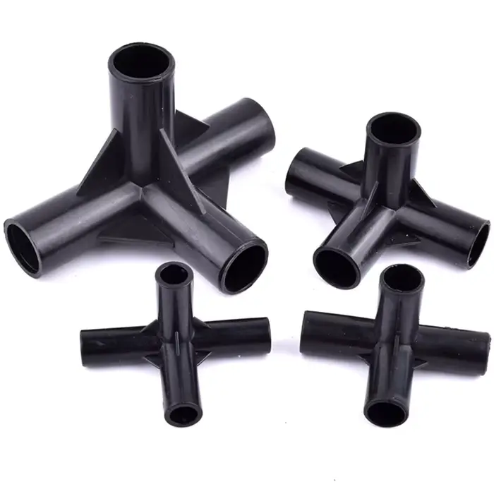 Raccords de tuyaux en PVC noir 8/12/16/19mm, connecteur à 4 voies, raccords fixes pour tente, garde-