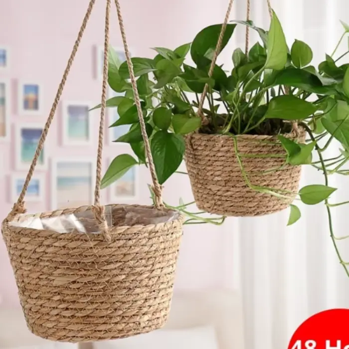Jardinière suspendue en macramé, panier de rangement pour plantes, corde de Jute tissée, support de 