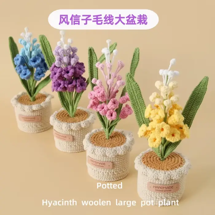 Grande plante en pot de jacinthe au Crochet faite à la main