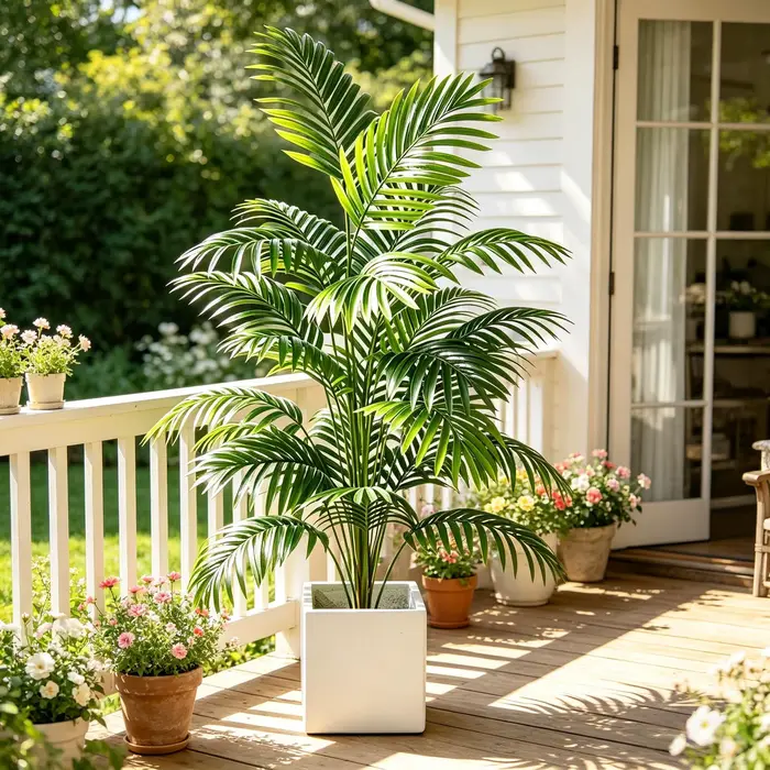 Plante artificielle en plastique Areca Palm en pot, faux bonsaï d'arbre vert pour la décoration inté