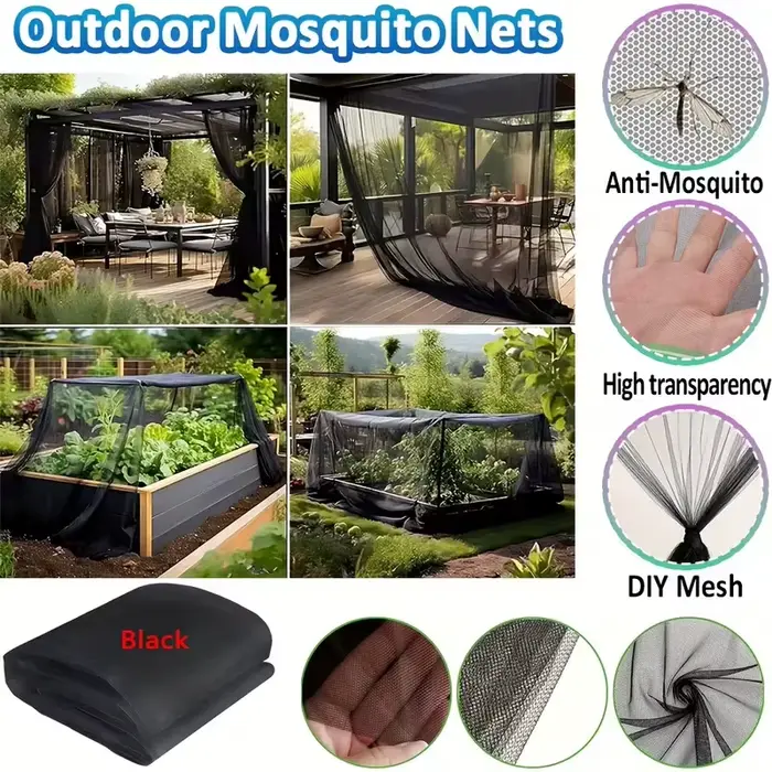Moustiquaire noire pliable et extensible, filet de bricolage toutes saisons, fibre de polyester dura