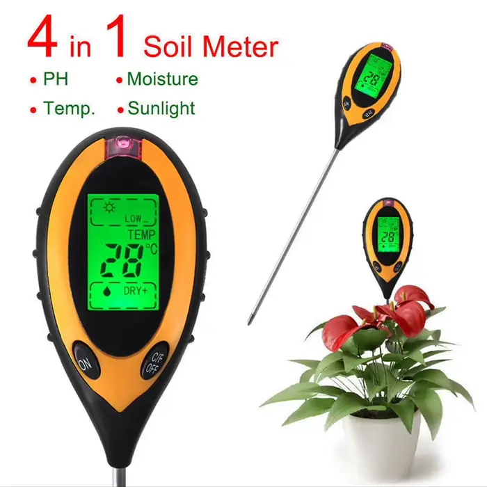 Testeur de PH de sol professionnel 4 en 1