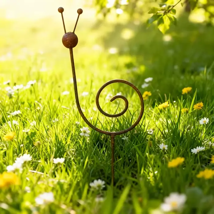Piquet de jardin rustique en métal en forme d'escargot