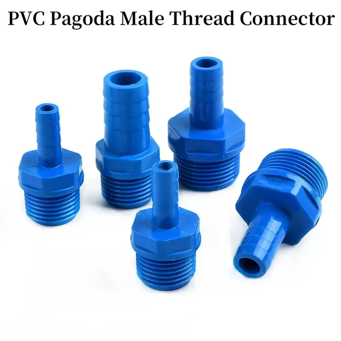 Connecteurs à filetage mâle pagode en PVC bleu, 1/2 "3/4'' à 8 ~ 16mm, connecteur de tuyau d'eau pou