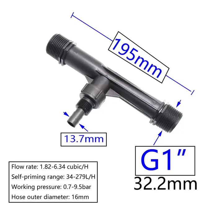 Kits d'injecteur d'engrais Venturi à filetage mâle de 1 pouce et 1.5 pouces, système d'irrigation ag
