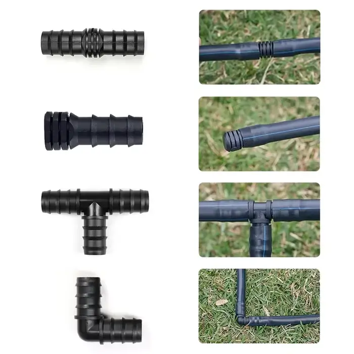 Tuyau en PE pour serre, 16 20 25mm, bouchon coudé droit en T, raccord de tuyau d'irrigation, Micro S