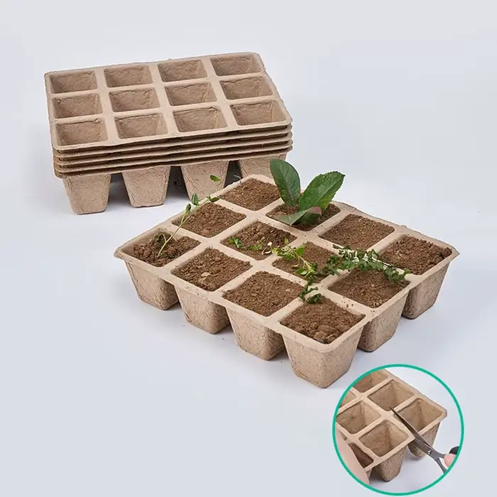 Plateau de pépinière à 12 trous, 5 pièces, pulpe biodégradable, plateau de semis de jardinage, jardi