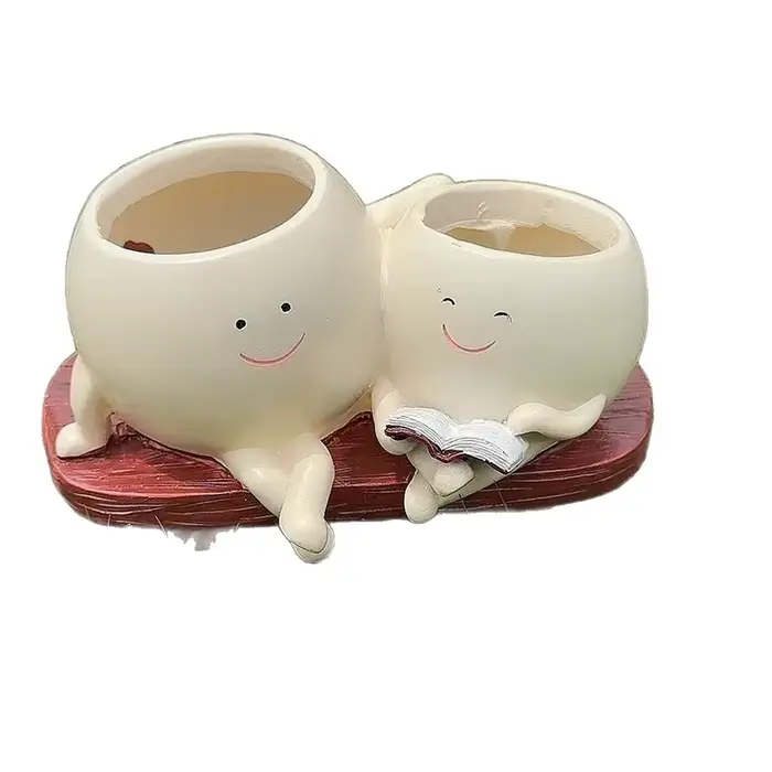 Pot de fleurs en résine mignon pour plantes succulentes, décoration intérieure et extérieure, pot à