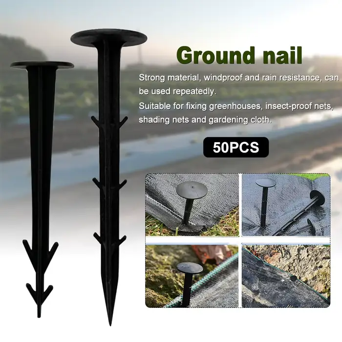 50 pièces/ensemble Film à ongles au sol piquets de jardin fixes Film de serre prévention des mauvais