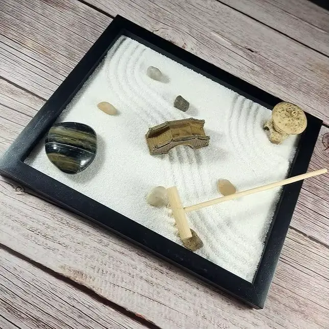 Plateau de sable pour jardin zen - Décoration de bureau - Artisanat et ornements anti-stress pour le