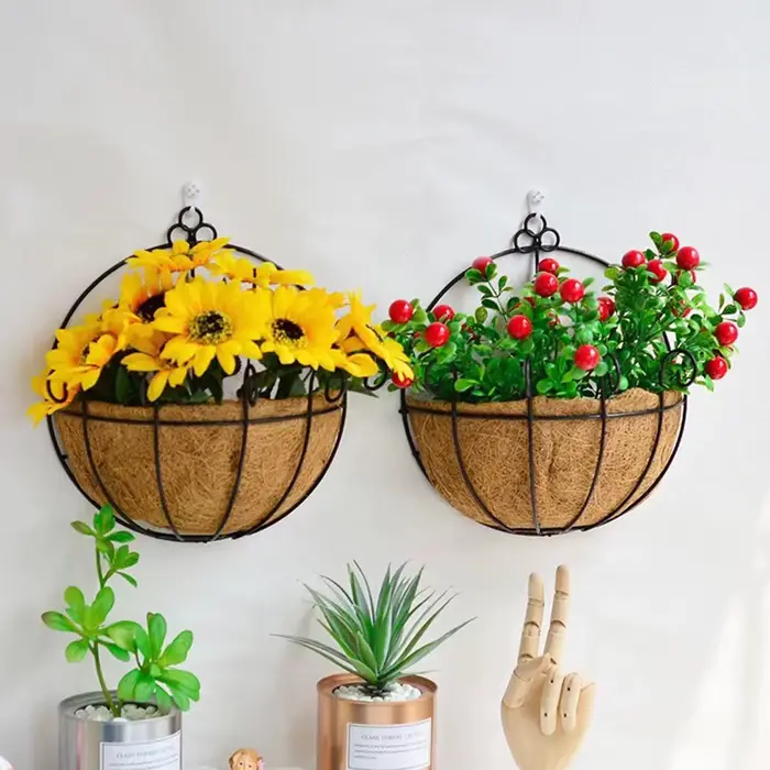 Mir suspendu Cocoanut, pot suspendu Cocoanut, support de fleurs demi-rond