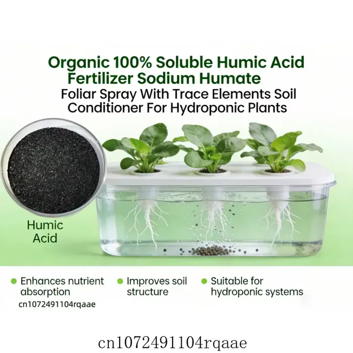 Engrais organique 100% soluble à base d'acide humique, humate de sodium, spray foliaire avec oligo-é