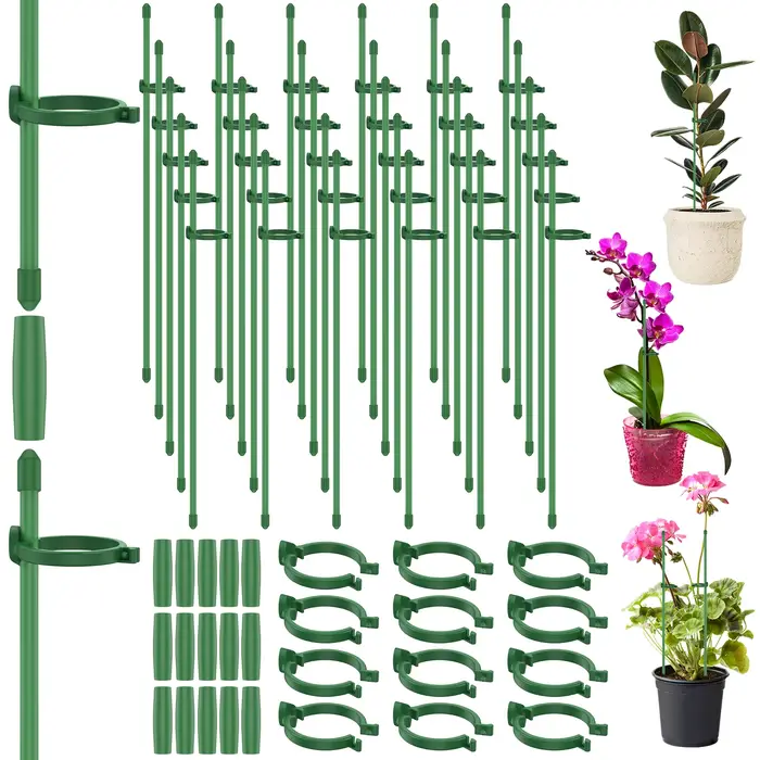 Piquets de Support de plantes réglables, poteau d'escalade avec Clips et bâtons de tuyaux de connexi