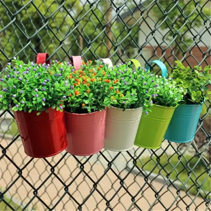 Mur de fleurs en fer métallique, 10 couleurs, pot de plantes, crochet E27 18, pots de jardinière de 
