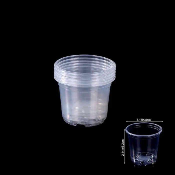 Pots de semis 5 pièces 3/3.5/4/5/6 pouces serre Pot de fleurs en plastique Transparent trou de Drain