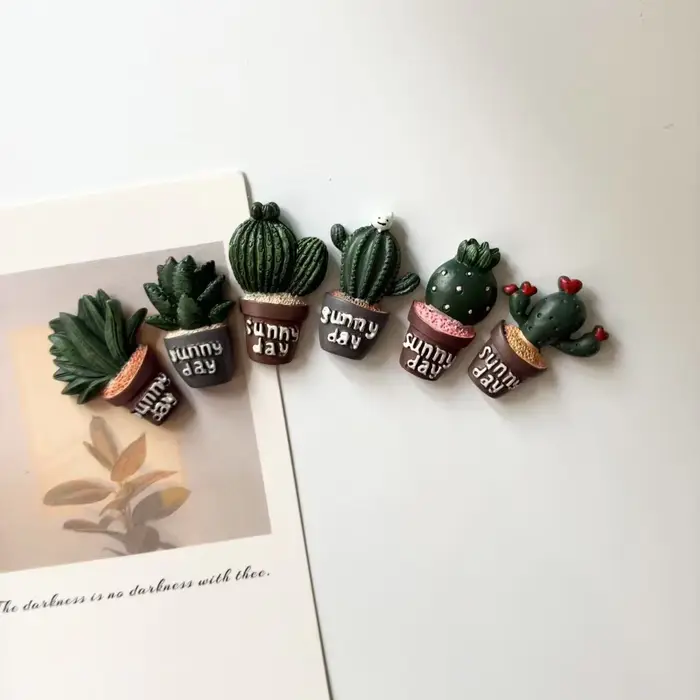 Mini Cactus plante en pot résine réfrigérateur aimant décoration de la maison aimant Photo fixation 