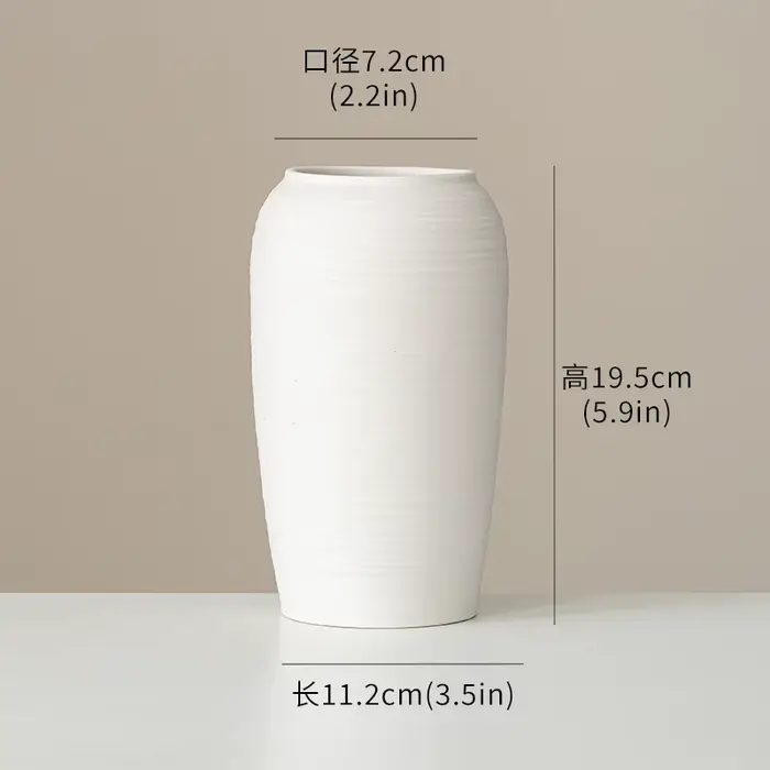 Vases en céramique, Design rond blanc, Pot de fleur en terre cuite fait à la main, décoration de mai