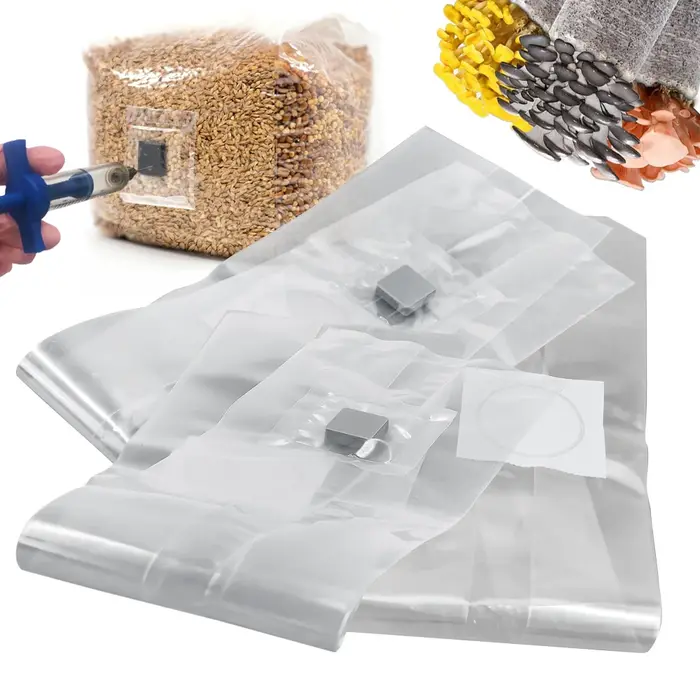 Sac à grains hydraté stérilisé PP 6 Mil, avec Port d'injection auto-guérison, Patch filtrant de 0,2 