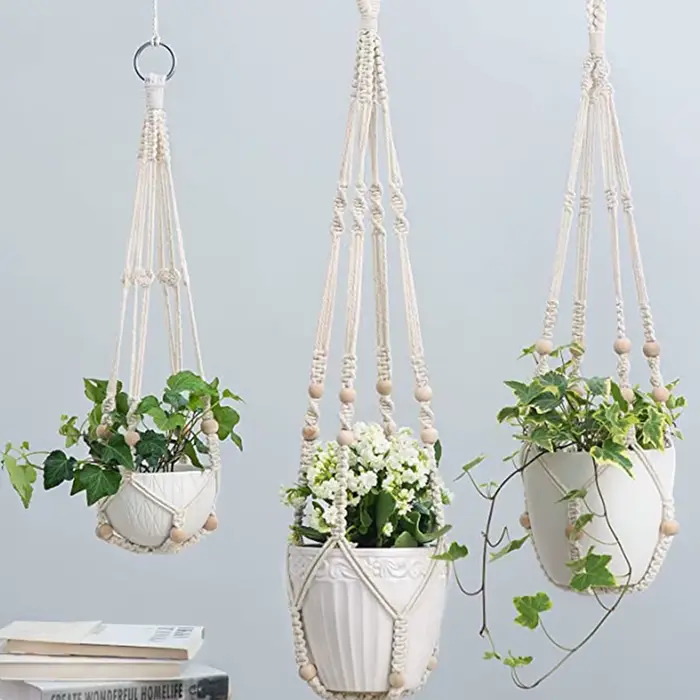 Panier suspendu pour plantes vertes de jardinage, corde en coton, Pot de fleur, cintres pour plantes