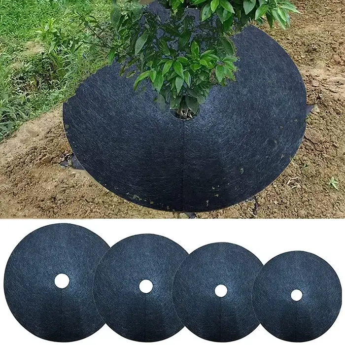 Anneau de paillis d'arbre non tissé, barrière de désherbage, polymères protecteurs, couverture végét