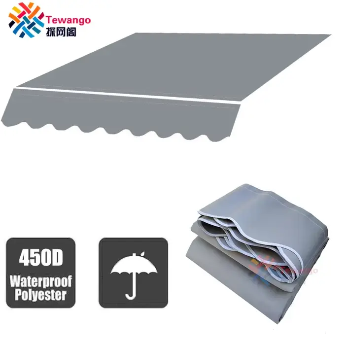 Tissu de remplacement pour auvent gris clair personnalisé, toile d'ombrage 450D de haute qualité, im