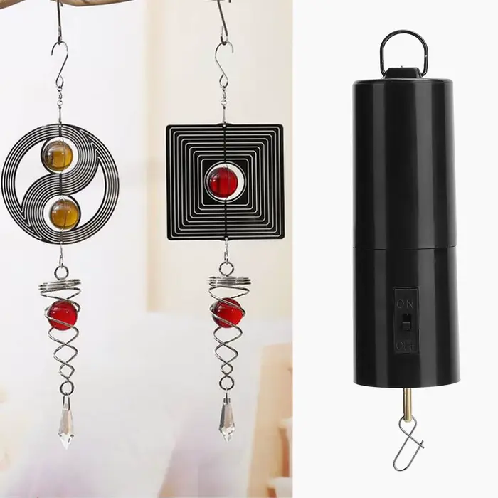Moteur rotatif noir pour le vent, accessoire de décoration de jardin, mobile à piles, tendance