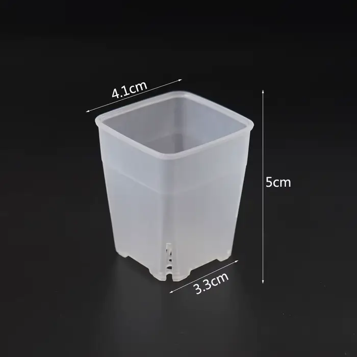 Pot carré en plastique Transparent pour fleur de viande, bonsaï respirant, décoration de bureau pour