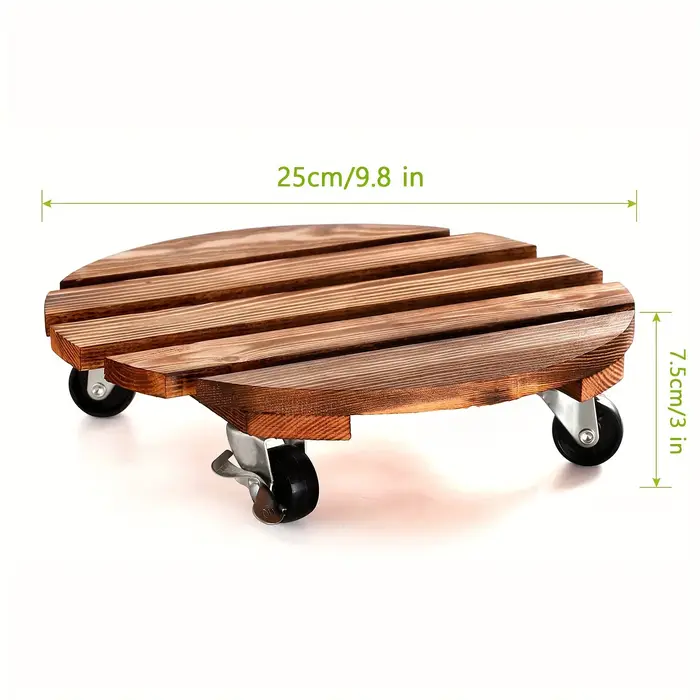 Chariot pour plantes avec roulettes, support pour plantes robuste, rond avec roues verrouillables en