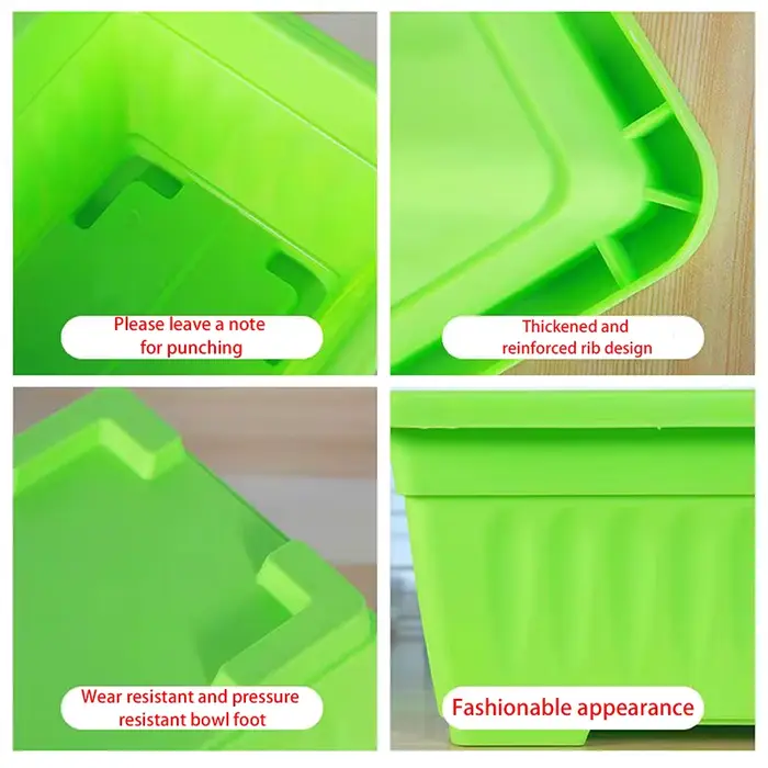 1 pot de fleurs rectangulaire en plastique pour balcon, jardinage intérieur, pots respirants pour pl