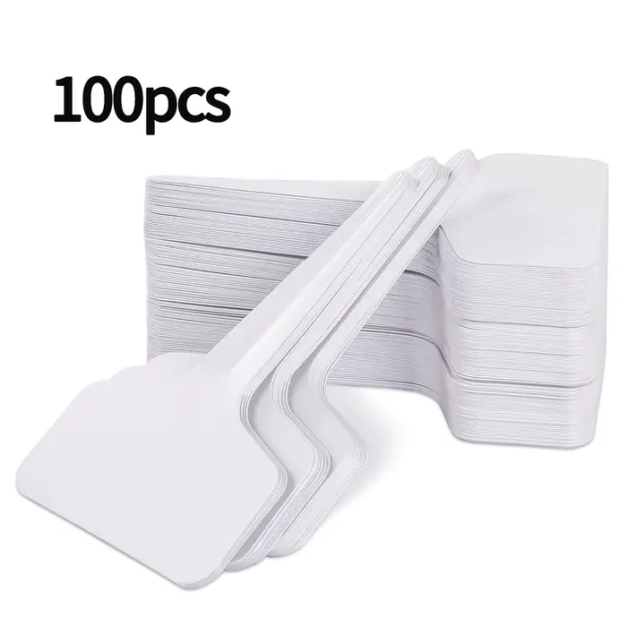 Marqueurs de plantes blancs en forme de T en Pvc, 100 pièces, étiquette de sol de jardinage en pot d